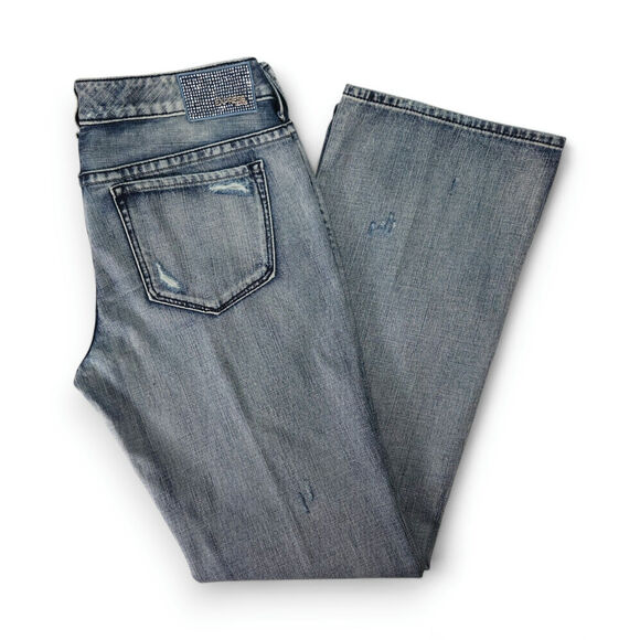 EUC Express Stella Bootcut Jeans Sz. 12 Studded Distressed Low Rise Y2K Grunge - Picture 1 of 12